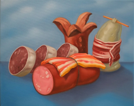Sushi time, 50x40, olej na plátně, 2024